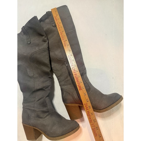 Brand Sugar Women's Platform Over Knee High Grey Faux Suede Boots Size 9 Boho - Picture 3 of 12